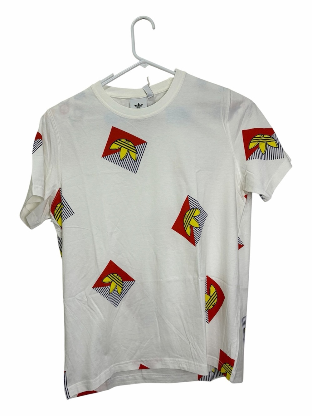 adidas Originals Diagonal Trefoil AOP T-Shirt White Red Large NWT